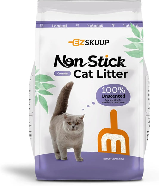 EZSKUUP Non-Stick Cassava Cat Litter 9Lb/4.1kg (Compatible with Robotail Automatic Litter Box C32)
