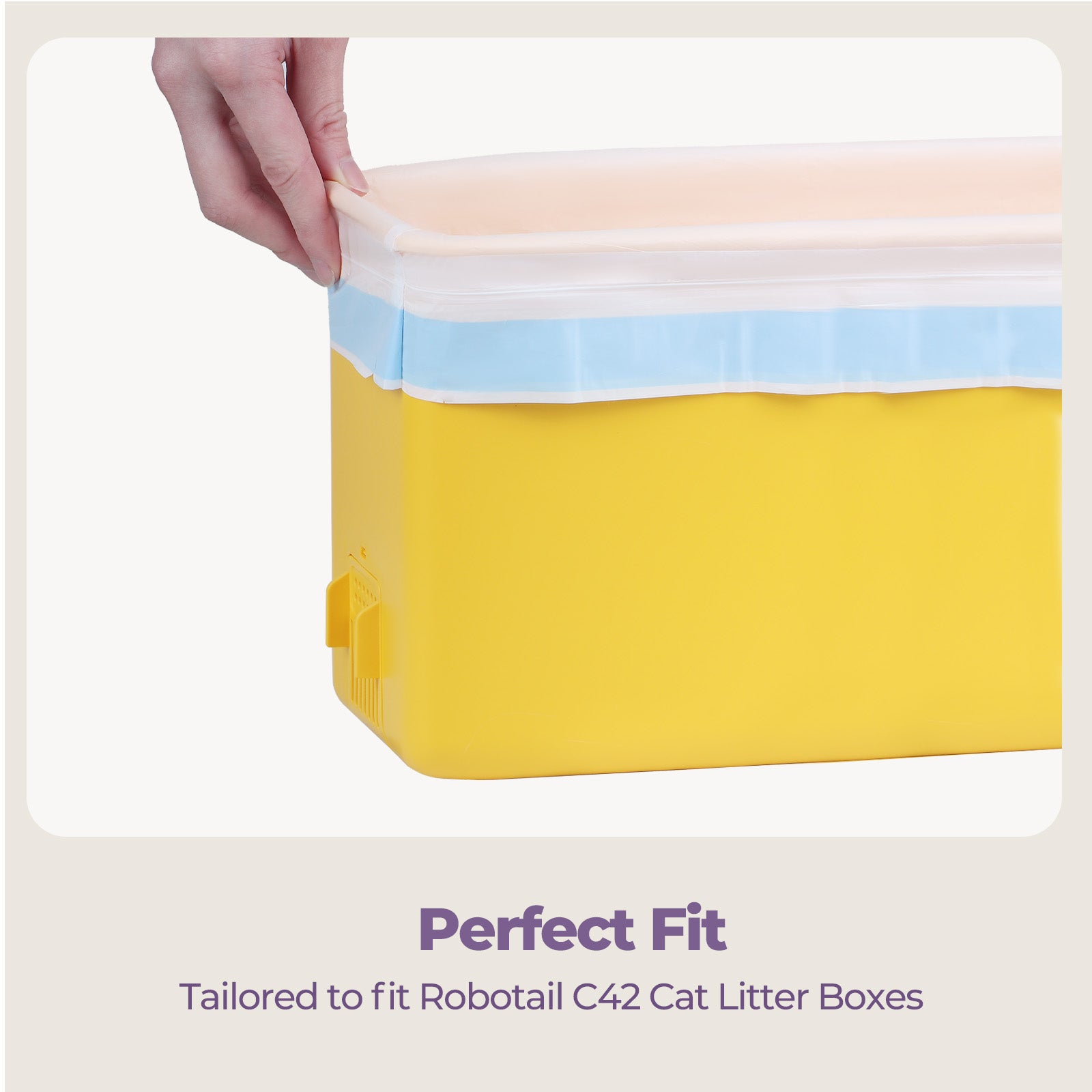 Cat Litter Bags, 60 Pack Durable Drawstring Litter Box Liners for Robotail C32/C42 Self Cleaning Cat Litter Box, Replacement bags for Self-Cleaning Litter Boxes - 3 Rolls