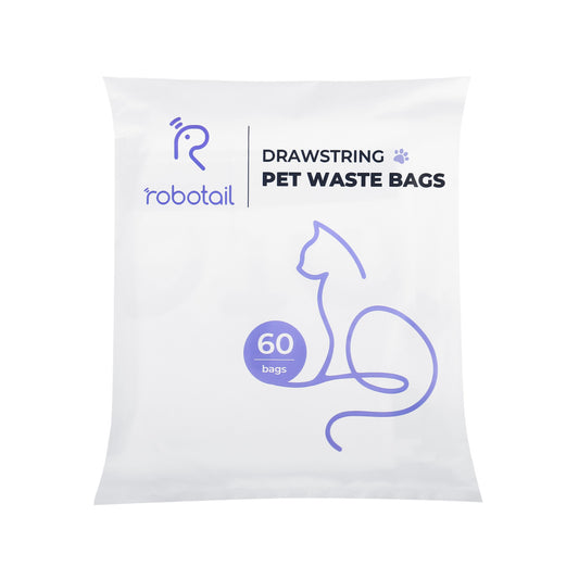 Cat Litter Bags, 60 Pack Durable Drawstring Litter Box Liners for Robotail C32/C42 Self Cleaning Cat Litter Box, Replacement bags for Self-Cleaning Litter Boxes - 3 Rolls