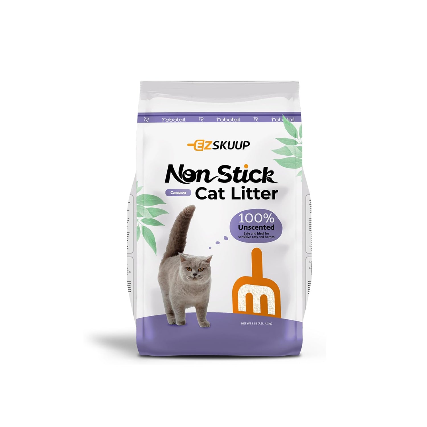 EZSKUUP Non-Stick Cassava Cat Litter 9Lb/4.1kg (Compatible with Robotail Automatic Litter Box C32)