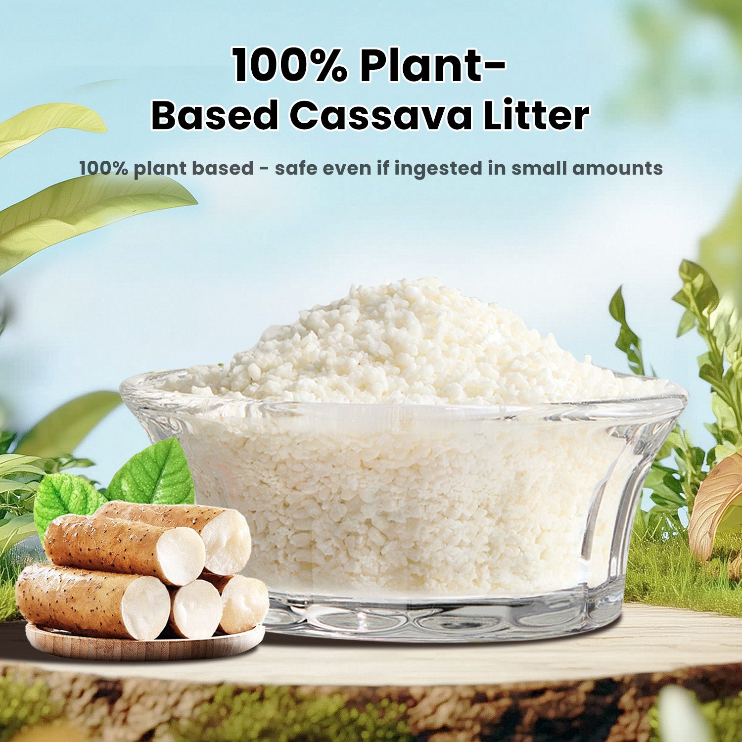 EZSKUUP Non-Stick Cassava Cat Litter 9Lb/4.1kg (Compatible with Robotail Automatic Litter Box C32)